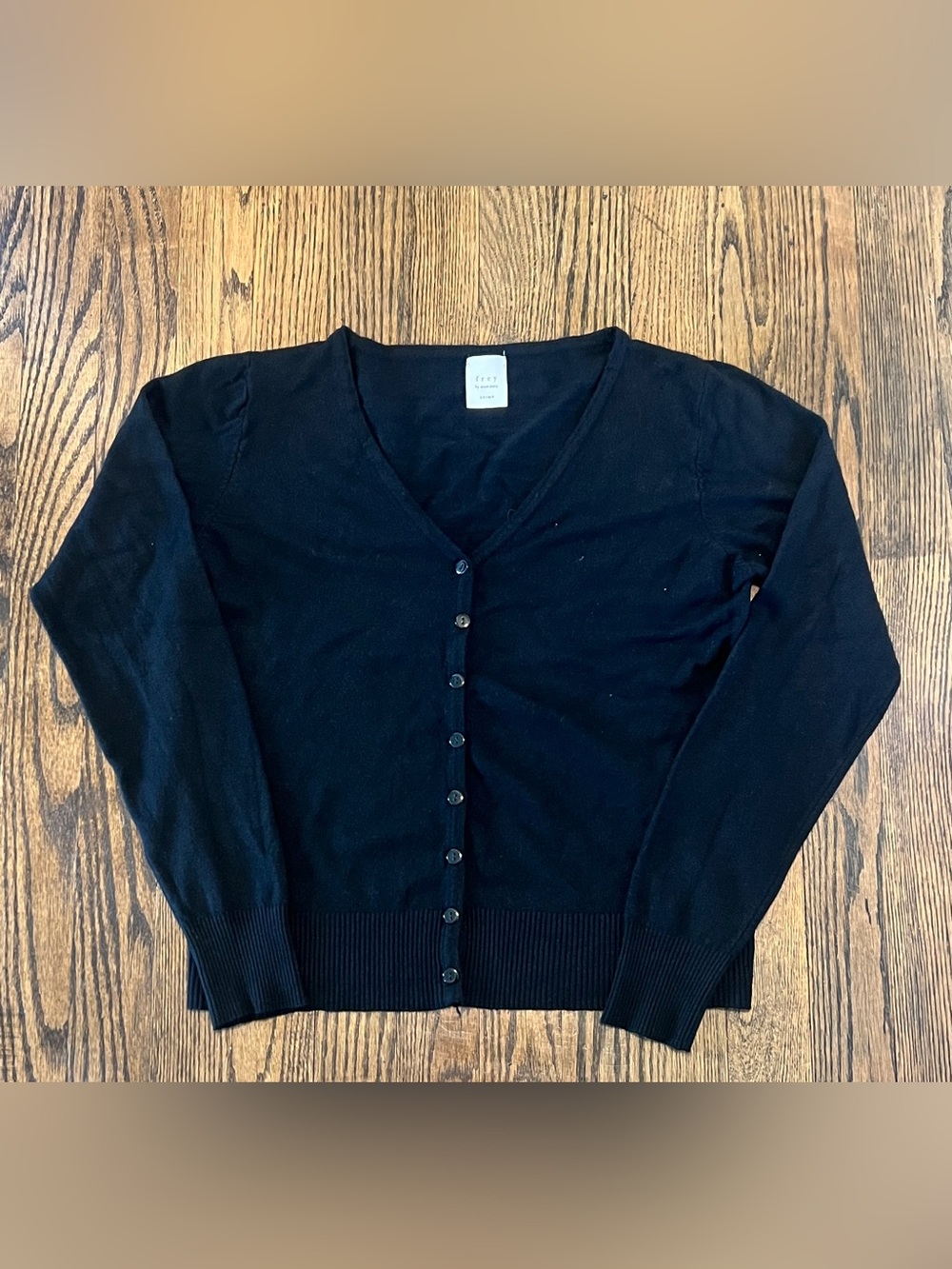 Frey by short story Black V-Neck Button Front Cardigan Sweater